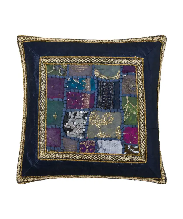 Μαξιλαροθήκη antic με φάσα (40cm x 40cm) μπλέ σκούρο -