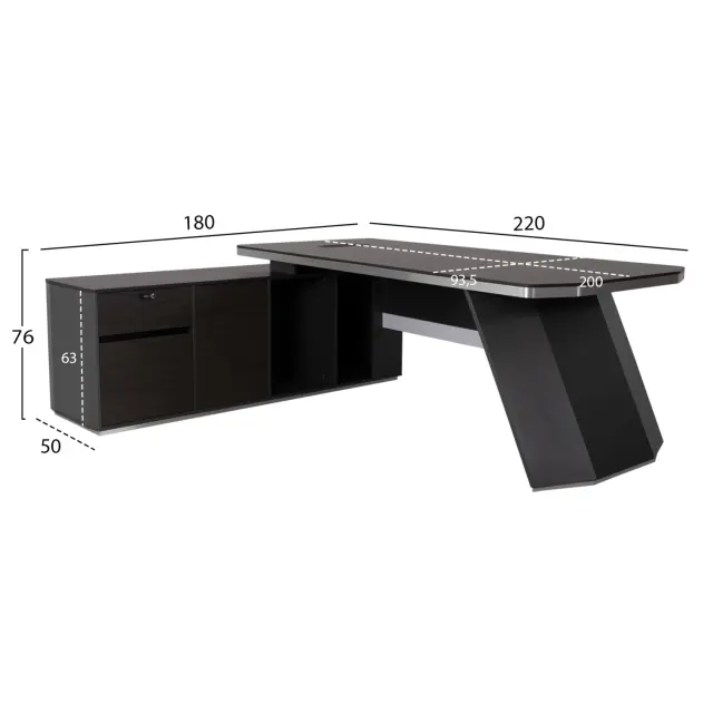 Γραφείο επαγγελματικό αριστερή γωνία Rosewood 220x180x76 εκ. 2
