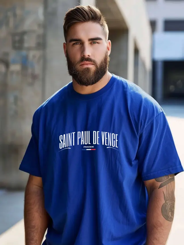 T-shirt Noshame® μπλέ Royal με τύπωμα - P122451 - 3XL