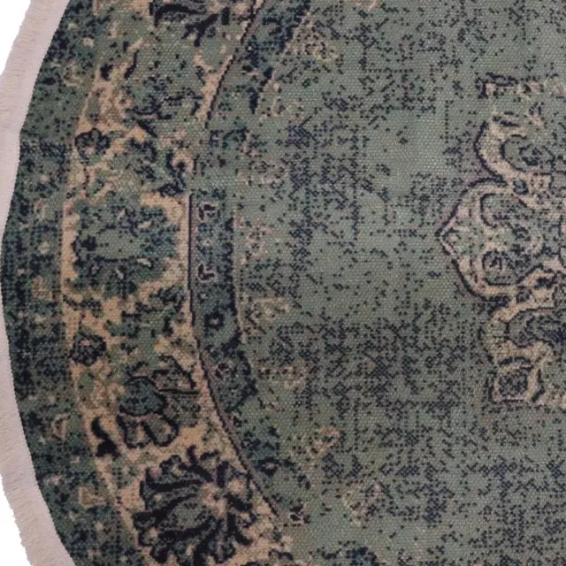 Χαλί Vintage Πράσινο Βαμβακερό 120x120cm 2