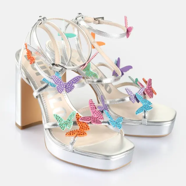 Γυναικεία Πέδιλα Buffalo June Miss Butterfly BN12916151 Ασημί Ασημί - 40 2