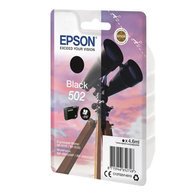Epson 502 Γνήσιο Μελάνι Εκτυπωτή InkJet Μαύρο (C13T02V14010)