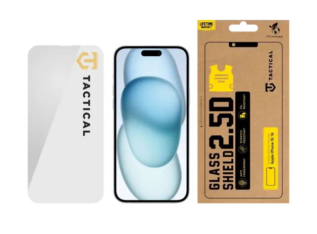 Tactical Glass Shield 2.5D for Apple iPhone 15 /16 Clear 3