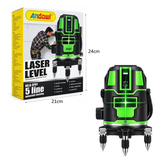 Αυτοαλφαδιαζόμενο Αλφάδι Laser 5 Γραμμών Πράσινης Δέσμης – 5 Line Green Beam Self-Leveling Laser Level 0751255 3