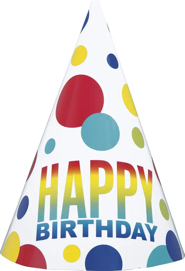 Καπελάκια Rainbow Spots Happy Birthday Party / 8 τμχ