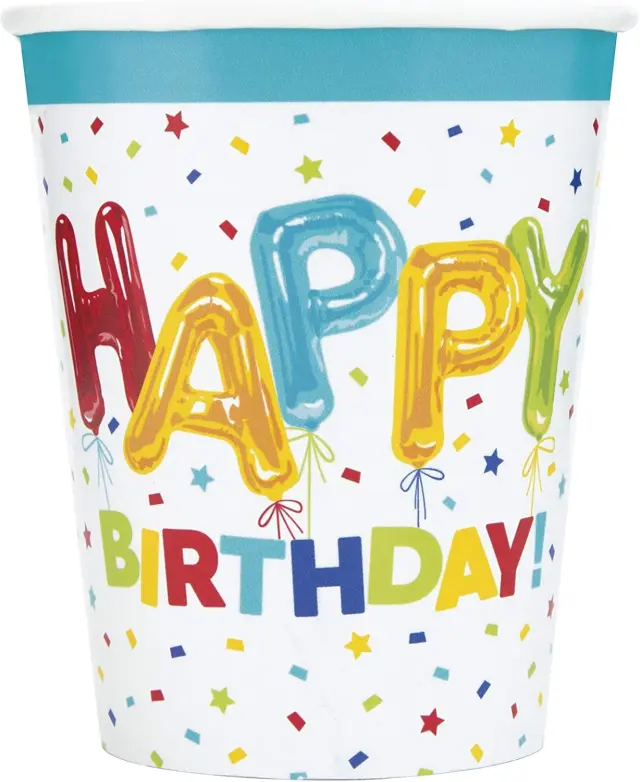 Ποτήρια Χάρτινα 266ml Happy Balloon Birthday / 8 τμχ