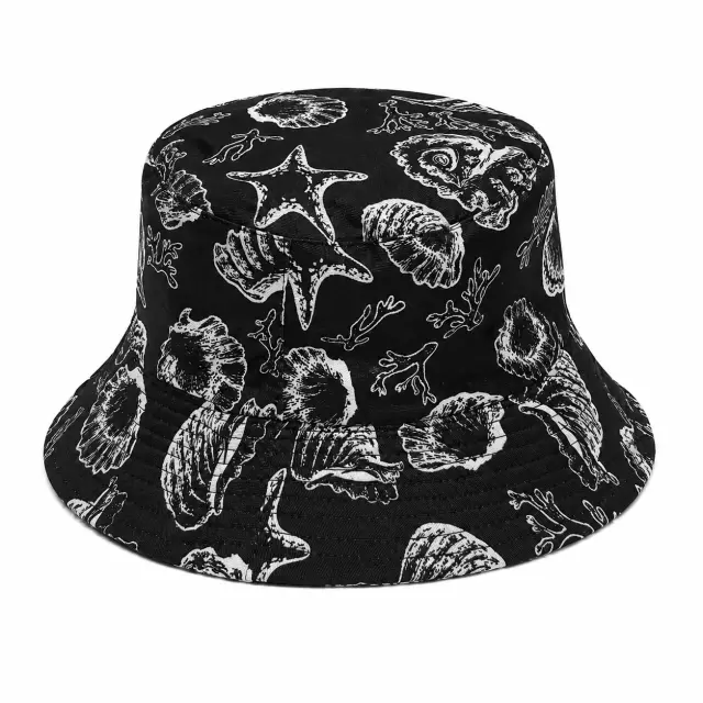 Ghetto Black Bucket Hat with Sea Pattern