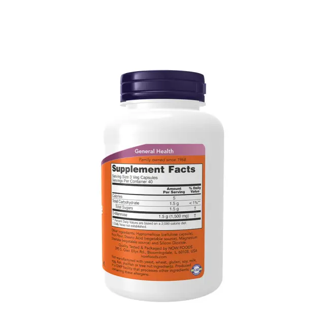 Now Foods D Mannose 500mg 120 κάψουλες 2