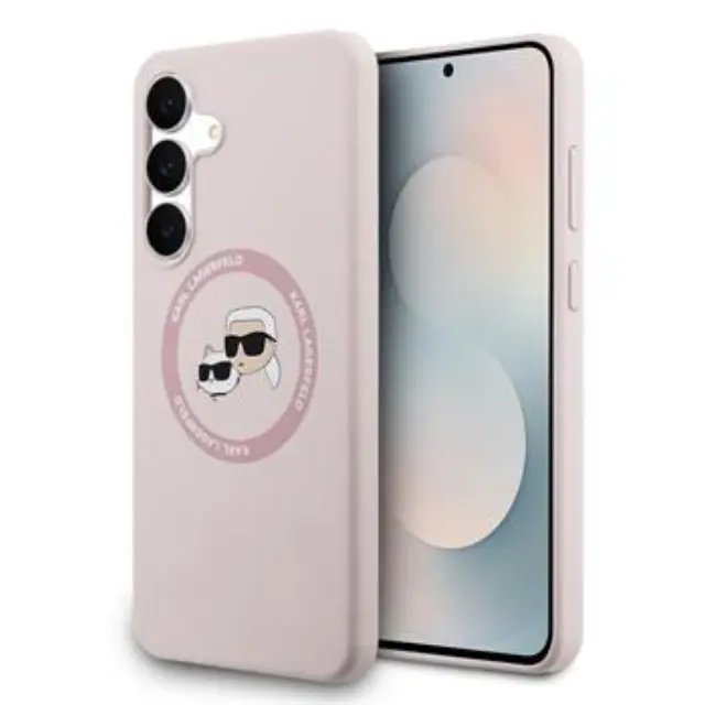 Karl Lagerfeld Liquid Silicone K&CH Heads MagSafe Case for Samsung Galaxy S25 FE Pink