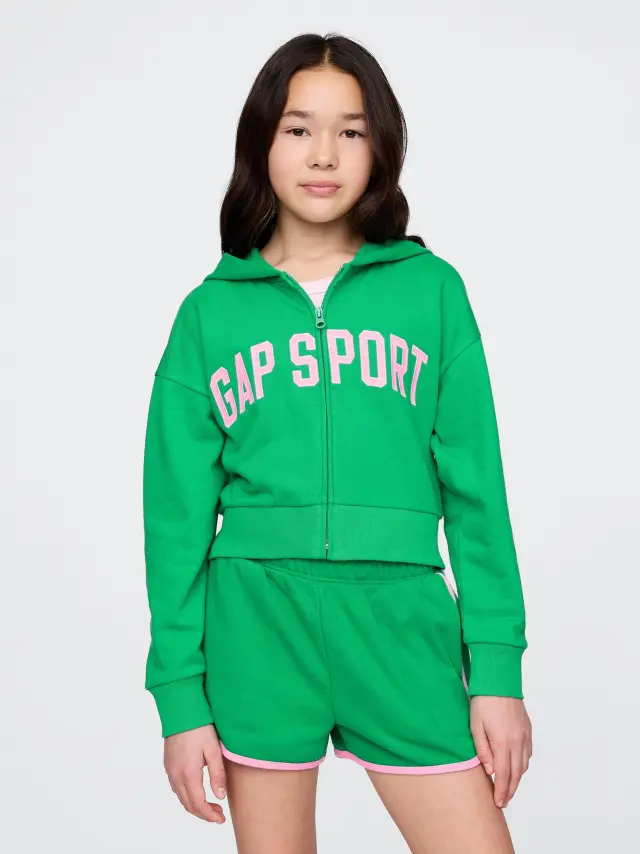 Παιδικό Vintage Soft Cropped Logo Zip Φούτερ Ζακέτα Gallant green - XS