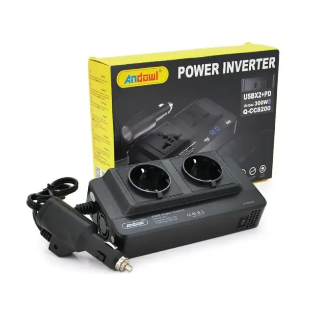 Andowl Inverter αυτοκινήτου τροποποιημένου ημιτόνου 300W για 12V DC με 2xUSB Q-CC8200 – Power Inverter