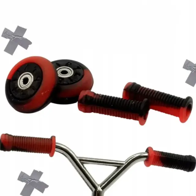 TAILWHIP Wheels and Grips Set Red Swirl