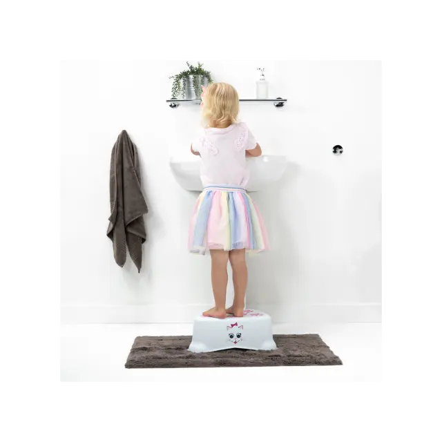 MYCARRYPOTTY My Little Step Stool - Εκπαιδευτικό σκαλοπατάκι / Γατούλα λευκό/ροζ 2