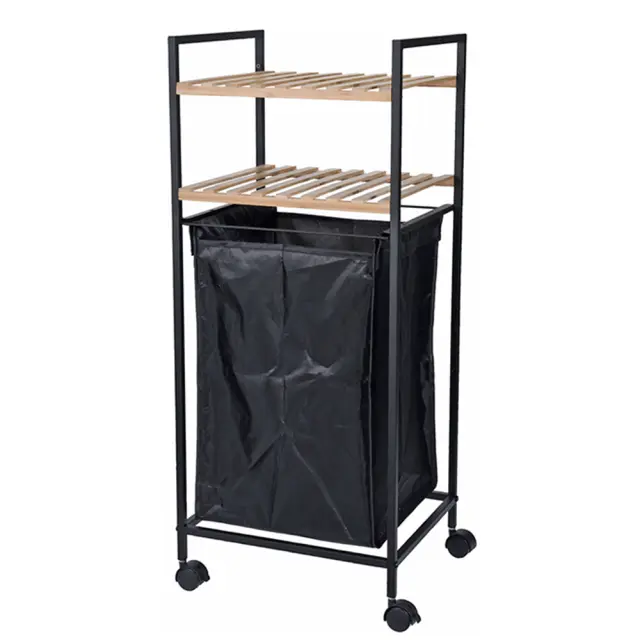 Καλάθι απλύτων με ροδάκια και δύο ράδια 60x36x88cm Homeguru HE284 24770