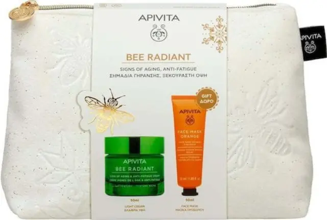 Apivita Promo Bee Radiant Routine Κρέμα για Σημάδια Γήρανσης + Ξεκούραστη Όψη Ελαφριάς Υφής 50ml + Δώρο Μάσκα Προσώπου για Λάμψη 50ml, 1σετ