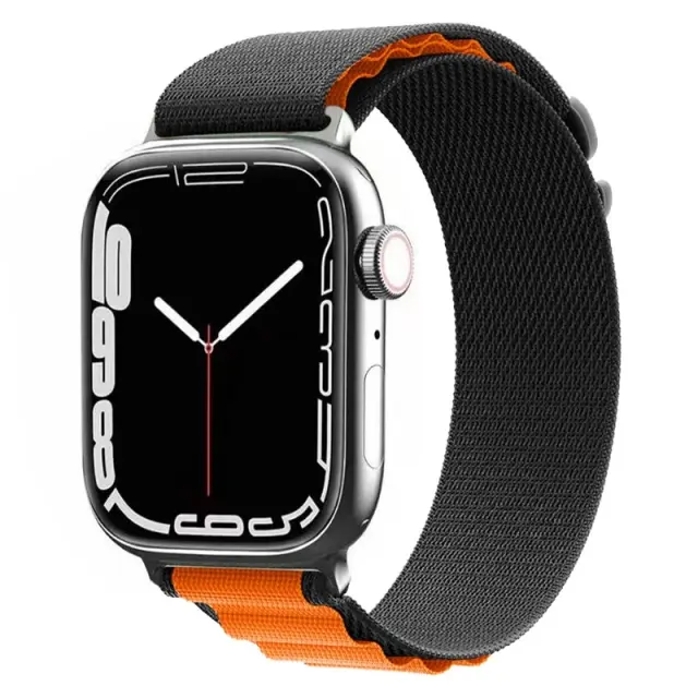 Nylon Λουράκι για AppleWatch 38/40/41/42(series 10/11/12)mm-Black/Orange OEM