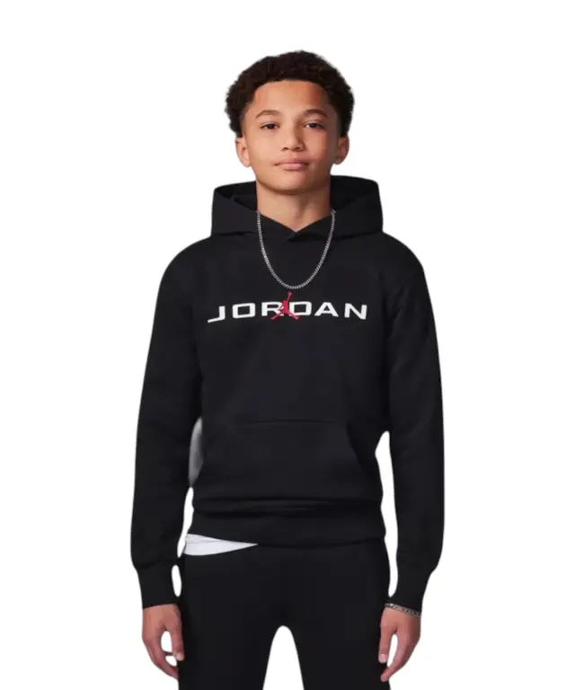 Jordan - Παιδική Μπλούζα Φούτερ με Κουκούλα Baseline MJ Stretch 95D665-023 Μαύρο - 8-10 ετών