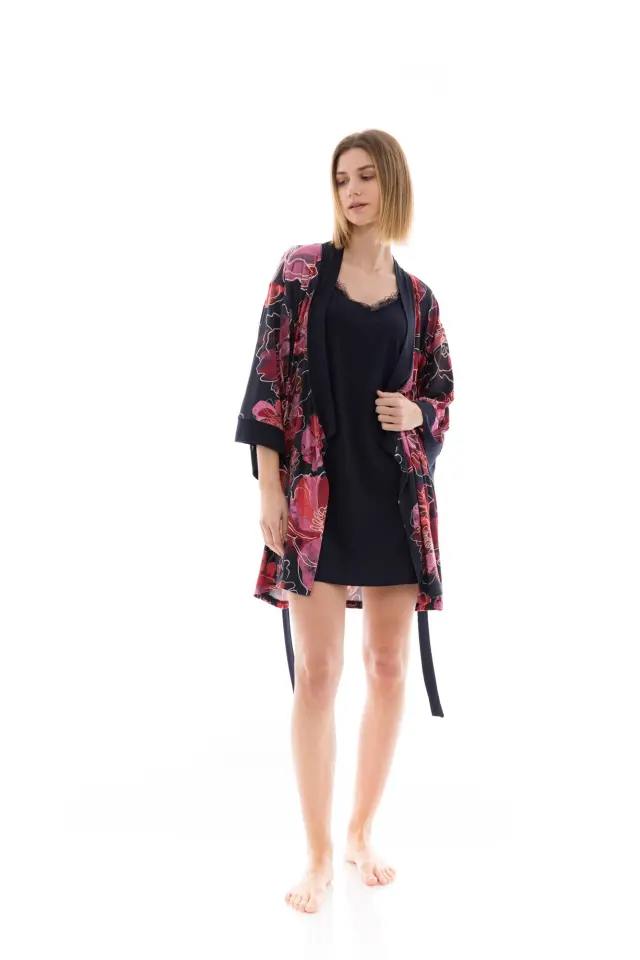 W1370 - Type - NIGHTGOWN SET 2PCS MAGENTA FLOWER - S 2