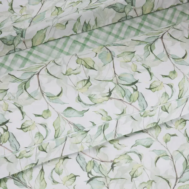 Σετ Σεντόνια 240x260 Υπέρδιπλα Daily Das Home 3173 Green-White 100% βαμβακερόΧωρίς Λάστιχο 2