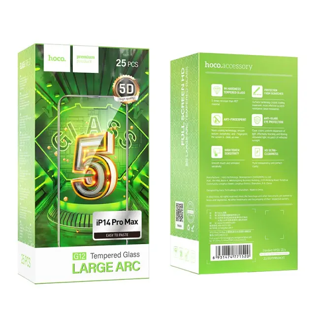 Tempered Glass Hoco G12 5D Full Screen Large Arc Edges Protection 9H για Apple iPhone 14 Pro Max Σετ 25τεμ. 2