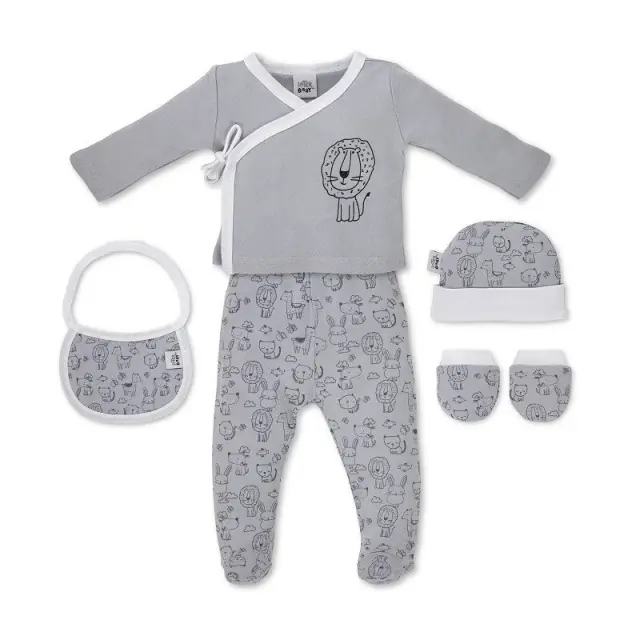 Interbaby Animalitos Σετ Δώρου 4 τμχ (0-6 μηνών) Grey