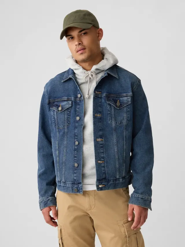 Μπλε Icon Denim Πανωφόρι με Washwell medium dark - M