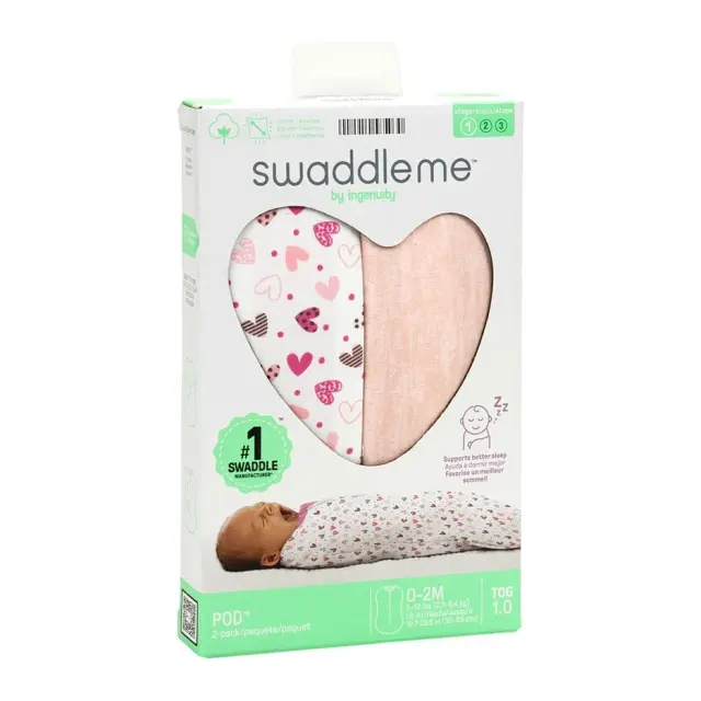 SwaddleMe Pod Πάνα Αγκαλιάς για Φάσκιωμα με Φερμουάρ I Heart You 2τμχ 0-2 Μηνών 2