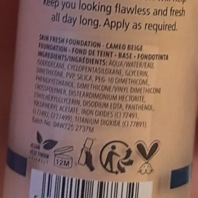 W7 Cosmetics Skin Fresh Foundation Cameo Beige 30ml 2
