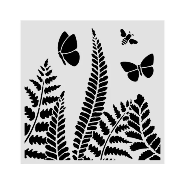 Thick Stencil Stamperia 18x18cm, Daisy Art, Πεταλούδες και φυτά