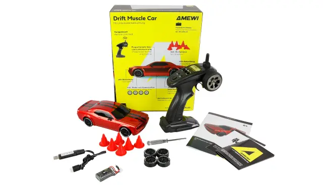 AMEWI Drift Muscle Car Τηλεκατευθυνόμενο Αυτοκίνητο Drift 4x4 με Γυροσκόπιο & LED 1:20 Κόκκινο 21114 2