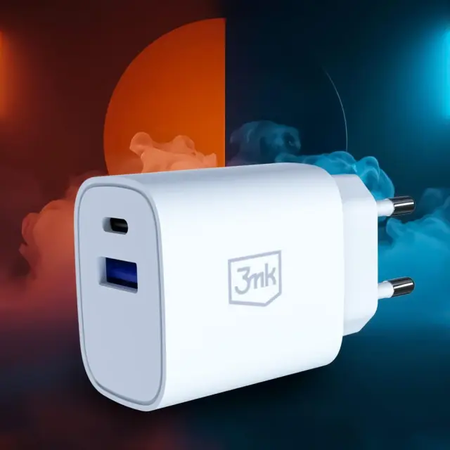 3mk® GaN FlowPower Φορτιστής με 1xUSB-A και 1xUSB-C 25W- White 3