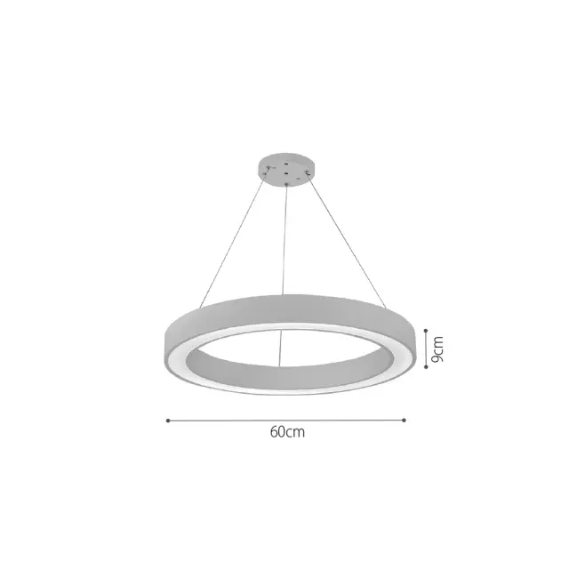 InLight Κρεμαστό φωτιστικό LED 68W 3CCT (by switch on base) σε λευκή απόχρωση D:60cm (6073-60-WH) 3