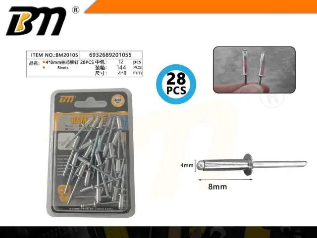 Πριτσίνια αλουμινίου - 4mm×8mm - Σετ 12 πακέτα των 28 τεμαχίων - 201055 2