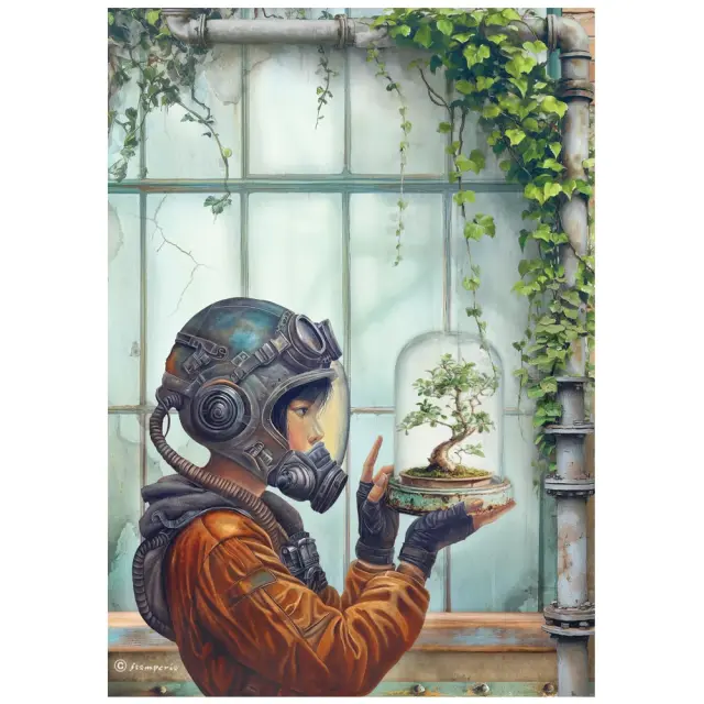 Ριζόχαρτο ντεκουπάζ Stamperia 21x29cm A4, A new Beginning, Μικρό θερμοκήπιο