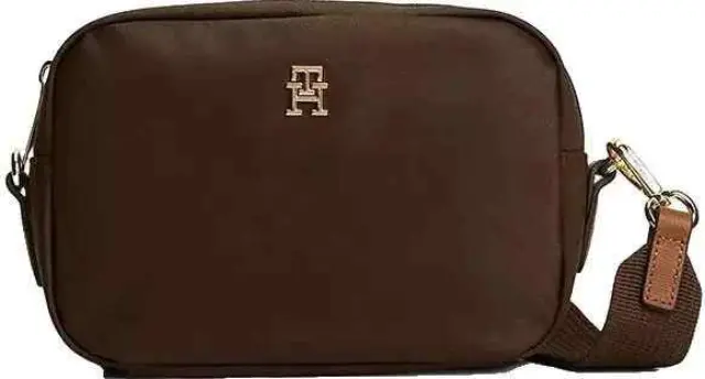Tommy Hilfiger Γυναικεία Μικρή Τσάντα Χιαστί Popette Camera Bag Καφέ