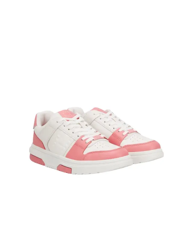 Tommy Hilfiger - Γυναικεία Sneakers Brooklyn Leather Trainers EN0EN02783-TIG Λευκό/Ροζ 2