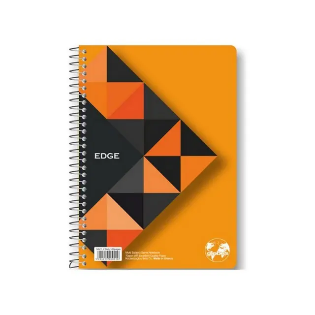 Τετράδιο σπιράλ Globus Edge ED31 17X25 3 Θέματα Πορτοκαλί 90 φύλλα