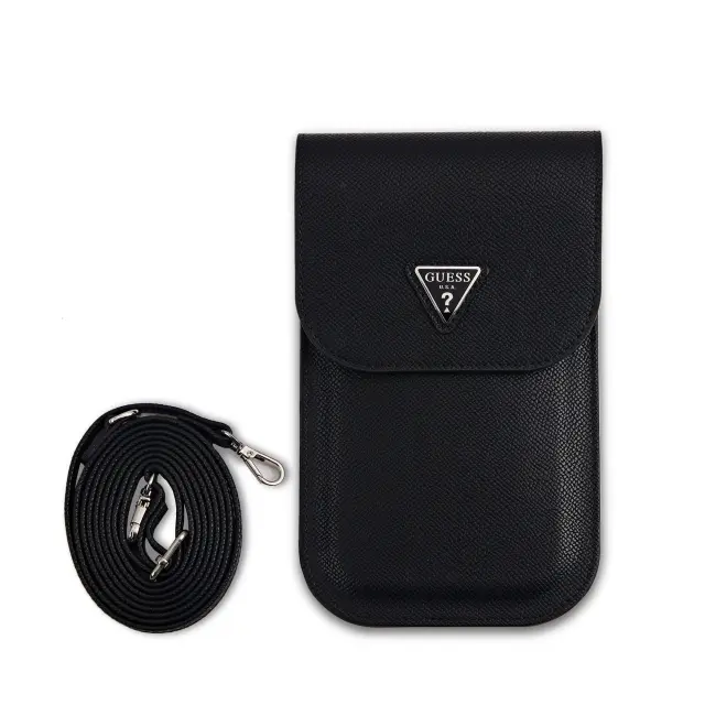 Guess PU Grained Triangle Logo Phone Bag Black 2