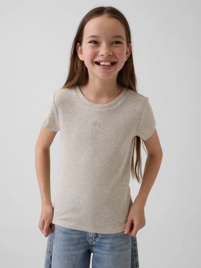 Παιδική Arch Logo Rib Μπλούζα B03 LIGHT GREY HEATHER
