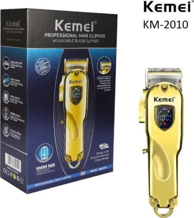 Kemei Επαγγελματική Επαναφορτιζόμενη Κουρευτική Μηχανή Χρυσή KM-2010