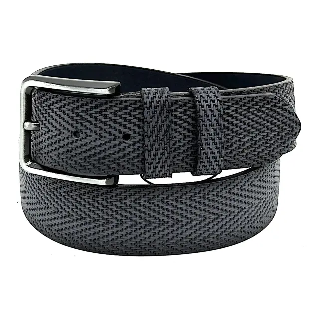 Μπλε Δερμάτινη Ζώνη Full Grain 4 cm