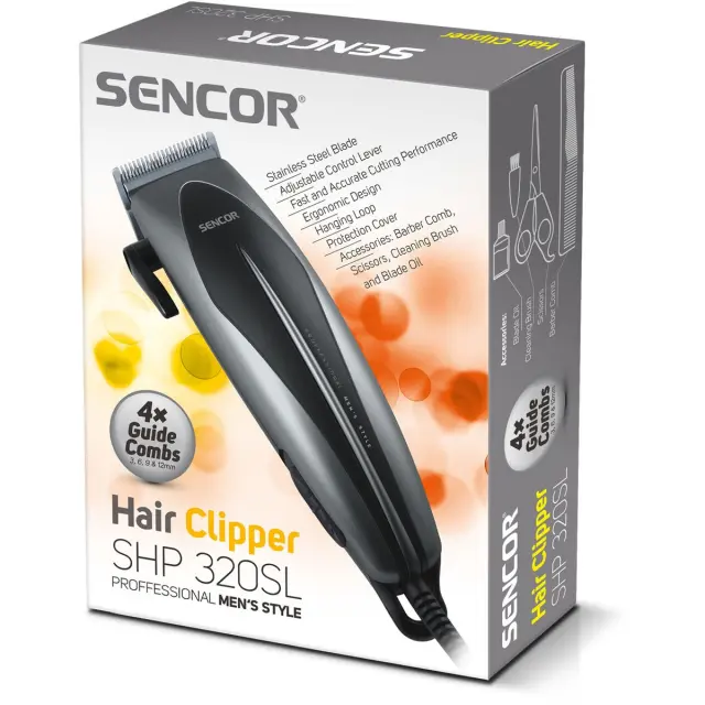 Κουρευτική Μηχανή Ρεύματος Sencor SHP 320SL με 4 Εξαρτήματα Γκρι 2
