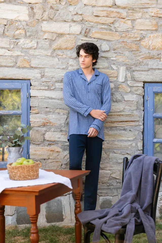 W-M731 - Type - PYJAMA JACQUARD BLUE STRIPES - M