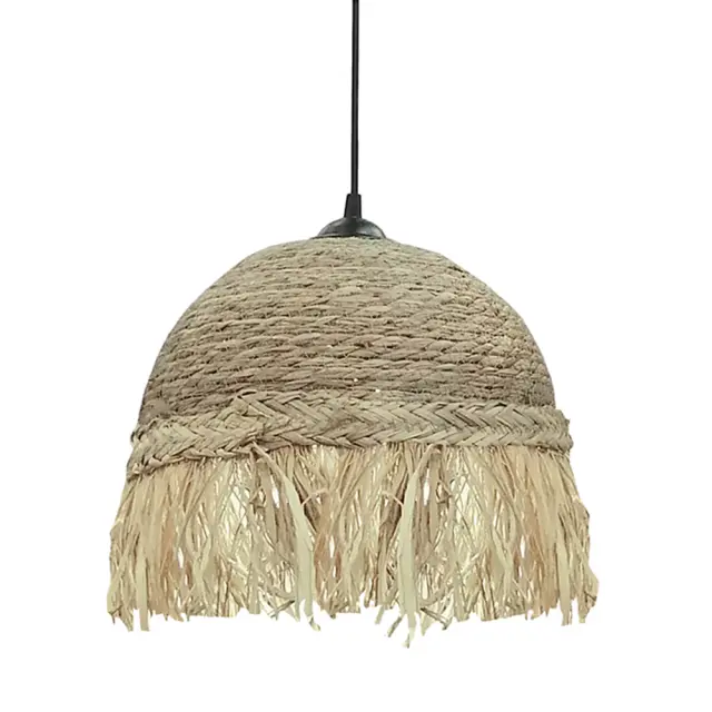 Φωτιστικό οροφής από σχοινi με κρόσσια raffia 30x17cm Zaros 26006 YT107