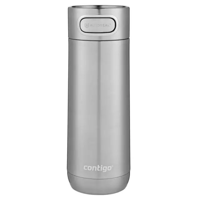 Contigo Luxe AUTOSEAL 2115522 Ποτήρι Θερμός 470ml Ανοξείδωτο με THERMALOCK, Στεγανό Καπάκι + Διατήρηση 5/12 Ώρες – Ασημί