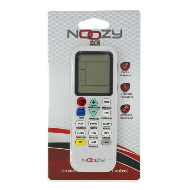 Τηλεχειριστήριο Universal Noozy RC5 για Κλιματιστικά Έτοιμο για Χρήση Χωρίς Προγραμματισμό με Φωτιζόμενη Οθόνη 2