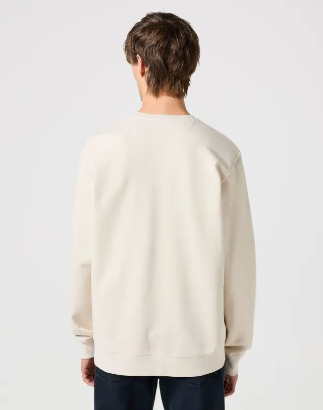 Wrangler Ανδρικό LOGO CREW 112350538 Φούτερ Βαμβακερό Regular-Fit – Vintage White - L 2