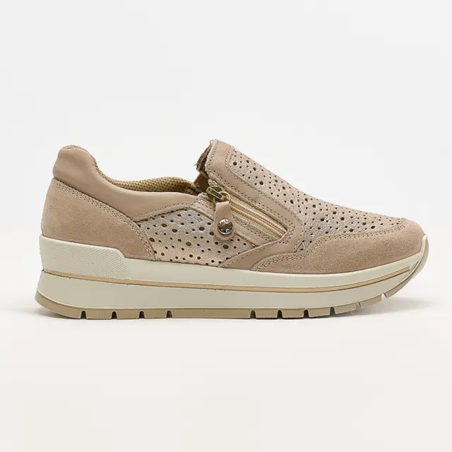 Imac Sneakers Γυναικείο δέρμα/δέρμα Nubuck Μπεζ IMA/557040 CHAMPAGNE/METAL - 41