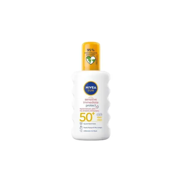 Nivea Sun Sensitive Immediate Protect Sun Spray SPF50 Αντιηλιακό Σπρέι 200ml