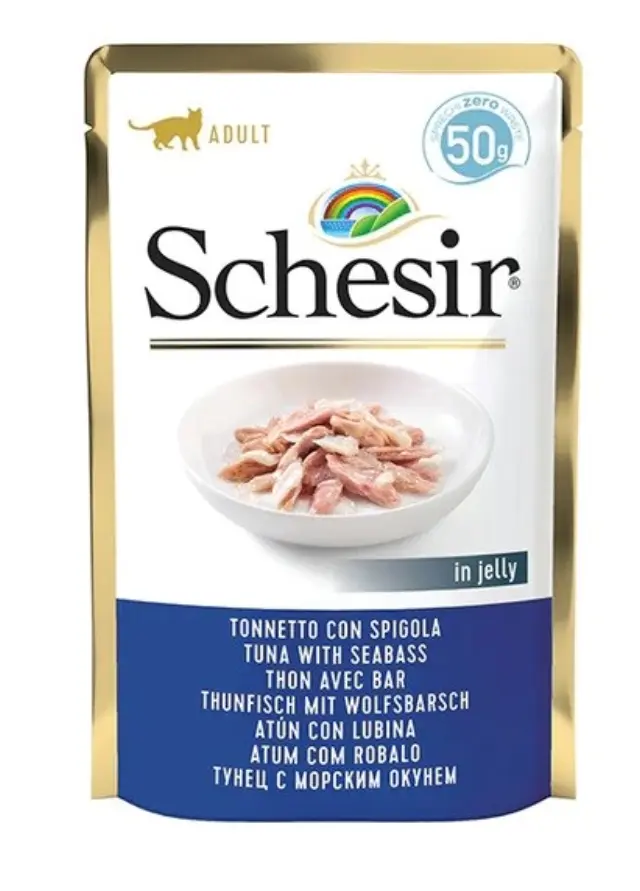SCHESIR in jelly Tuna with seabass - wet cat food - 50 g